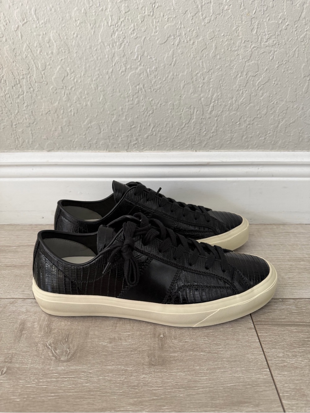 Tom Ford Black Low-Top Sneakers with Cream Sole men 10.5 Cambridge